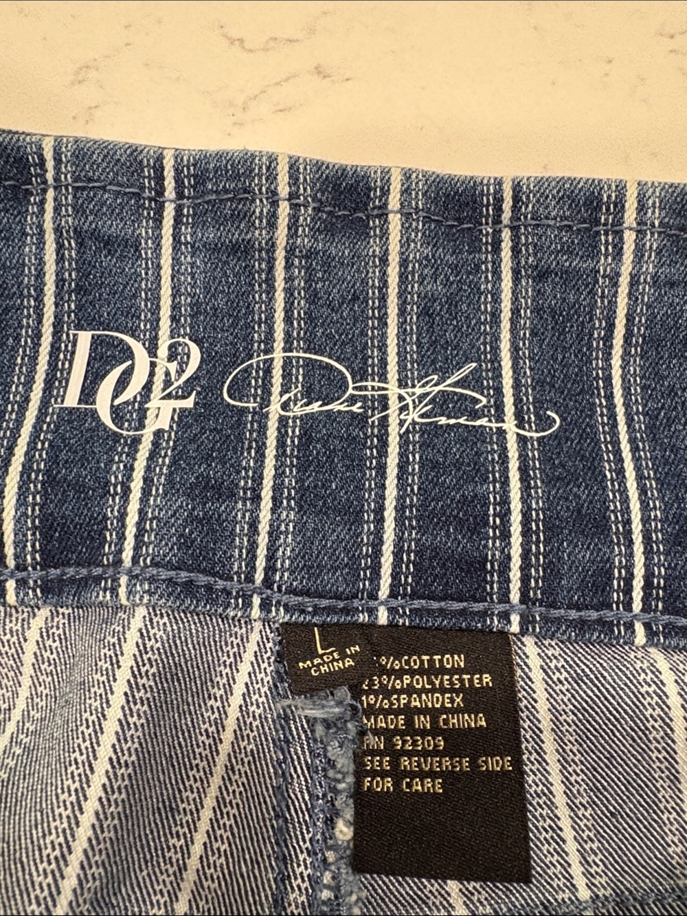 DG2 by Diane Gilman Blue and White Pinstripe Bermuda Shorts - Picture 4 of 7